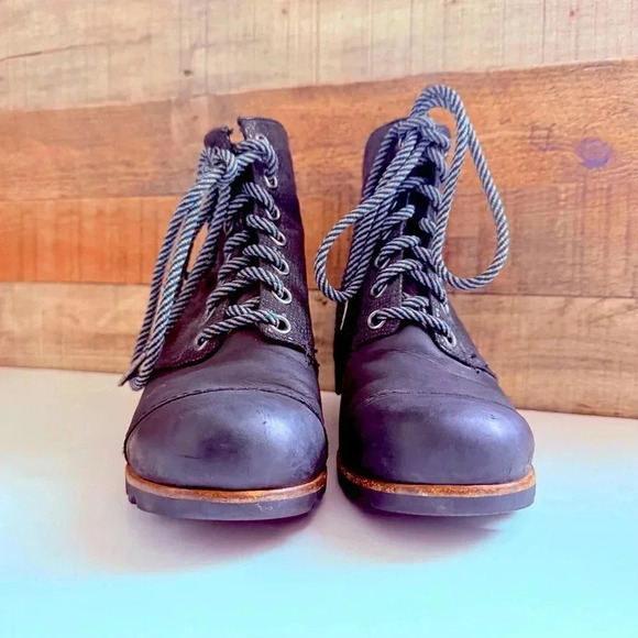 Sorel 1964 Premium Waterproof Snake Print Black Laced Wedge Boots - Picture 5 of 12